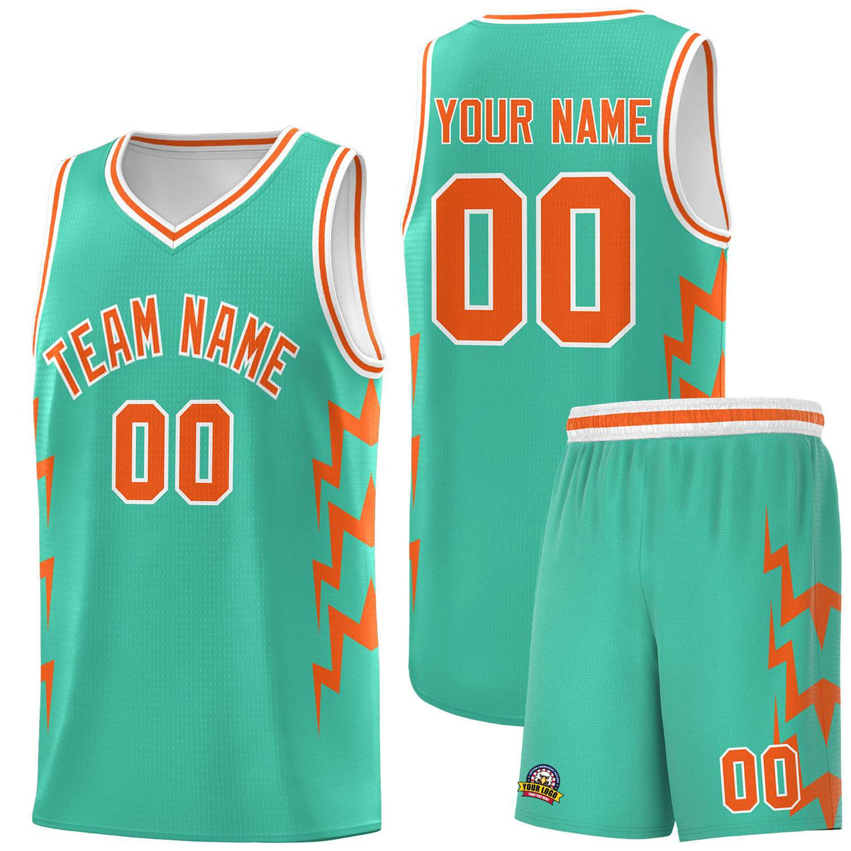 Custom Bright Green Side Lightning Pattern Sports Uniform Basketball Jersey