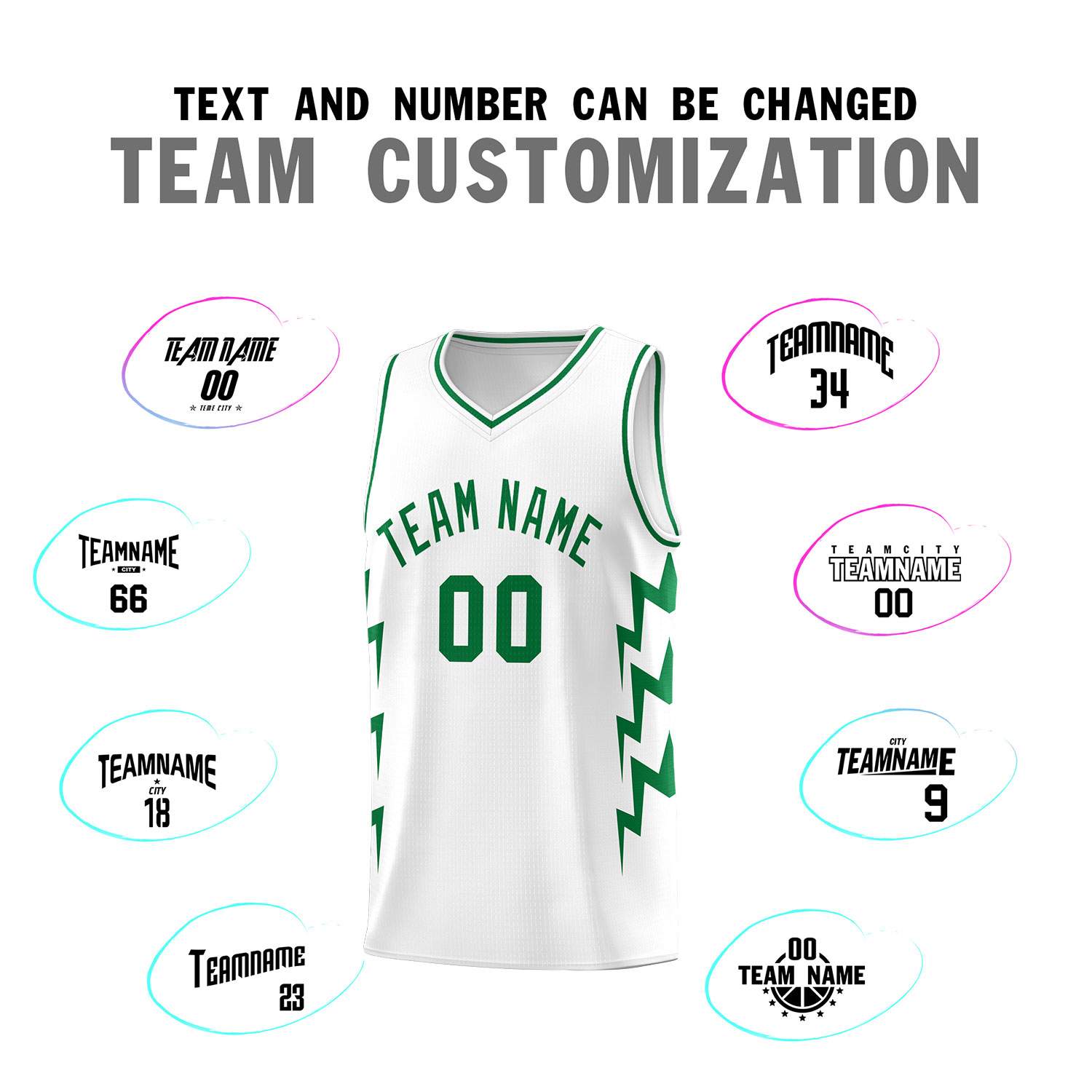 Custom White Side Lightning Pattern Sports Uniform Basketball Jersey