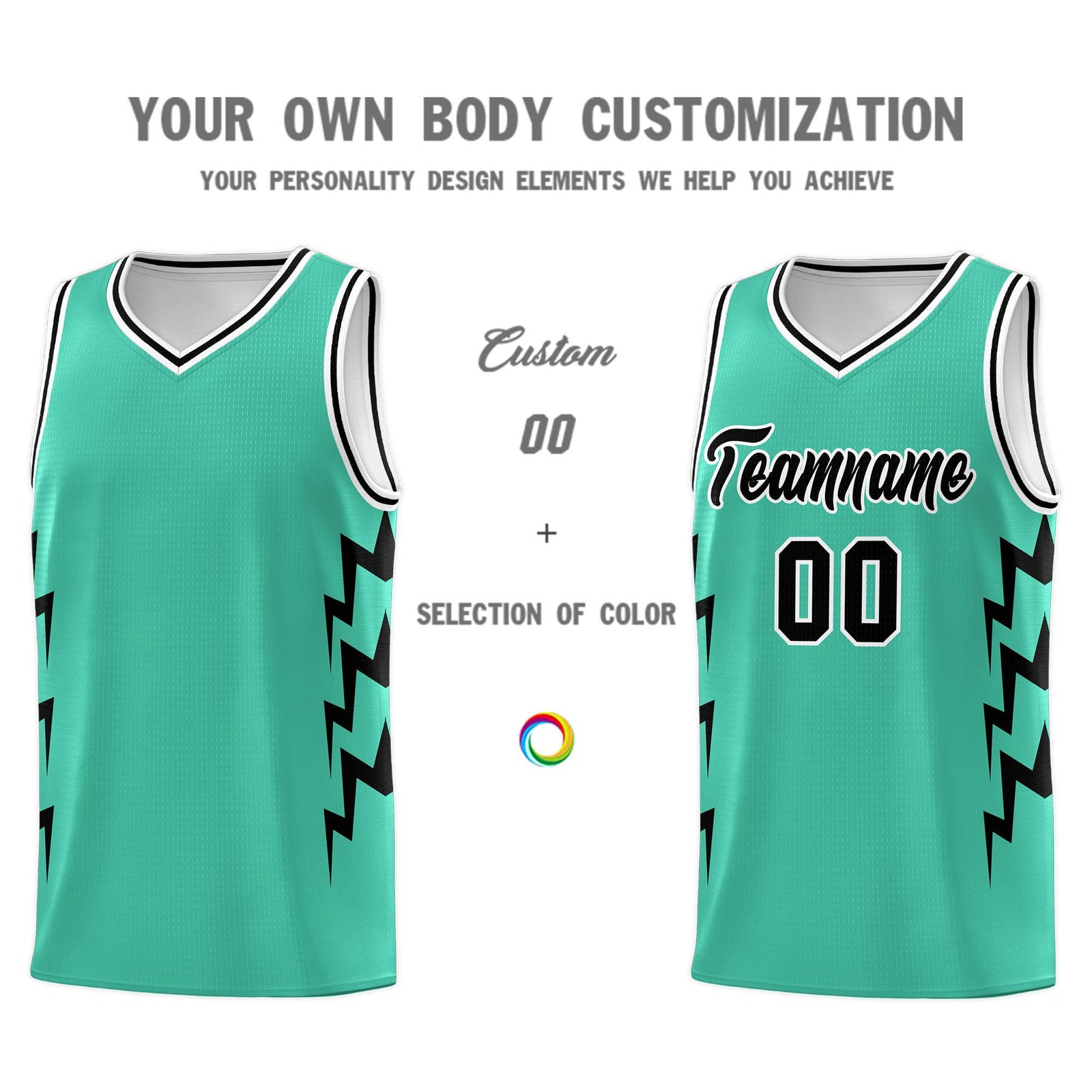 Custom Bright Green Side Lightning Pattern Sports Uniform Basketball Jersey