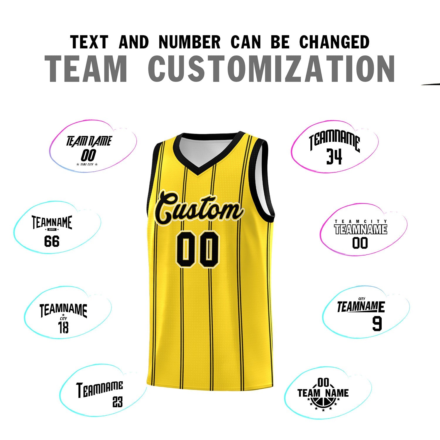Custom Gold Black White Vertical Stripes Single Sided Sets Basketball Jersey | For Men,Stitched,Perfect for Training,Add Name and Numbern | KXKSHOP