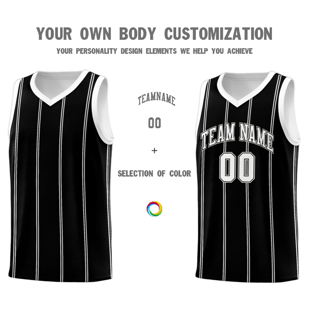 Custom Black White Gray Vertical Stripes Single Sided Sets Basketball Jersey | For Men,Stitched,Perfect for Training,Add Name and Numbern | KXKSHOP