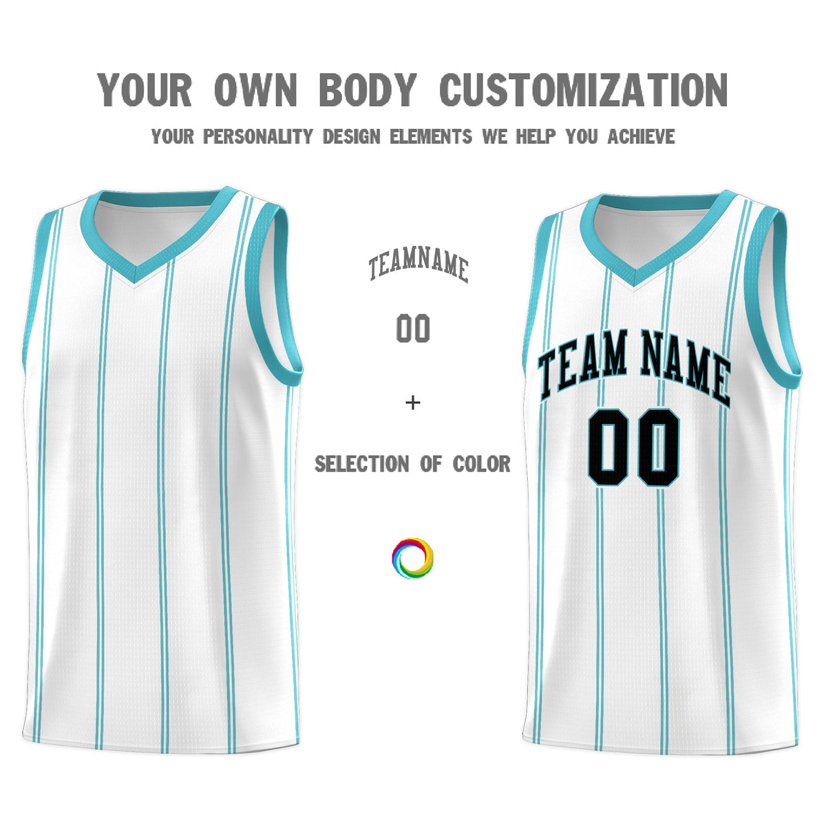 Custom White Sky Blue Black Vertical Stripes Single Sided Sets Basketball Jersey | For Men,Stitched,Perfect for Training,Add Name and Numbern | KXKSHOP