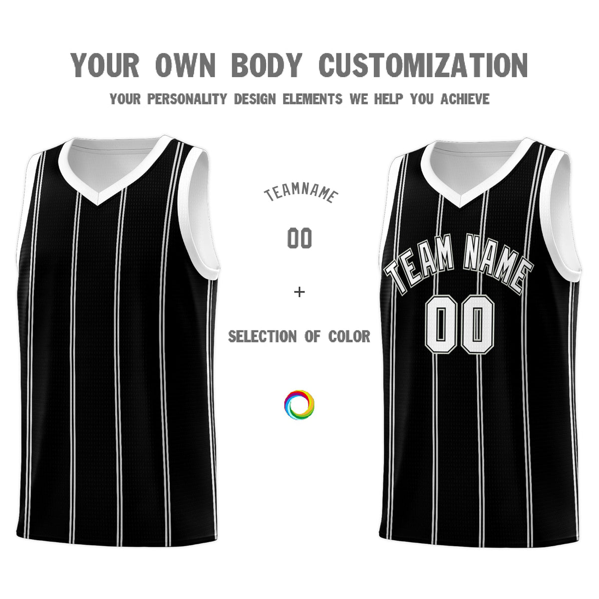 Custom Black White Gray Vertical Stripes Single Sided Sets Basketball Jersey | For Men,Stitched,Perfect for Training,Add Name and Numbern | KXKSHOP