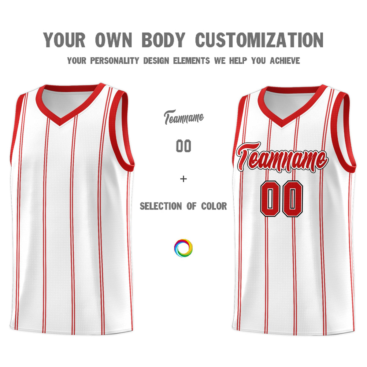 Custom White Red Black Vertical Stripes Single Sided Sets Basketball Jersey | For Men,Stitched,Perfect for Training,Add Name and Numbern | KXKSHOP