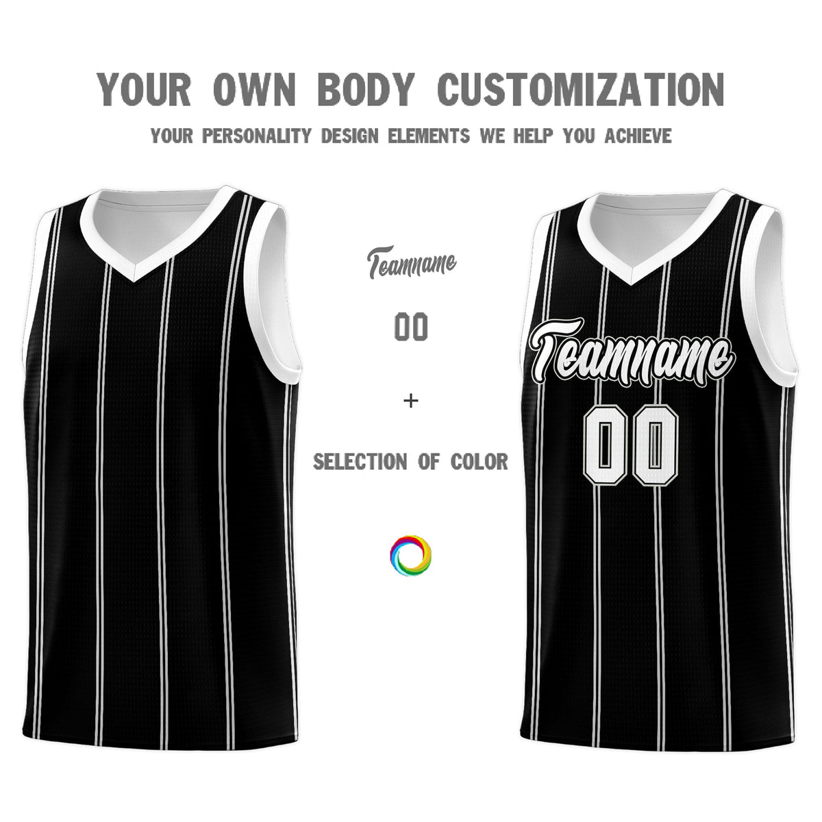 Custom Black White Gray Vertical Stripes Single Sided Sets Basketball Jersey | For Men,Stitched,Perfect for Training,Add Name and Numbern | KXKSHOP