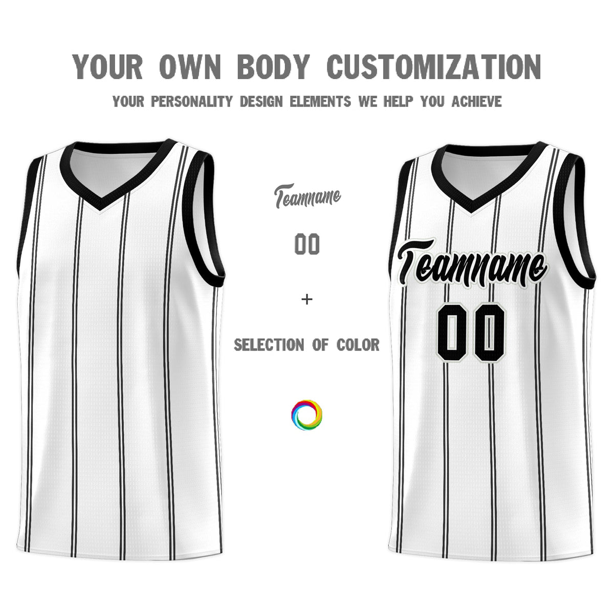 Custom White Black Gray Vertical Stripes Single Sided Sets Basketball Jersey | For Men,Stitched,Perfect for Training,Add Name and Numbern | KXKSHOP