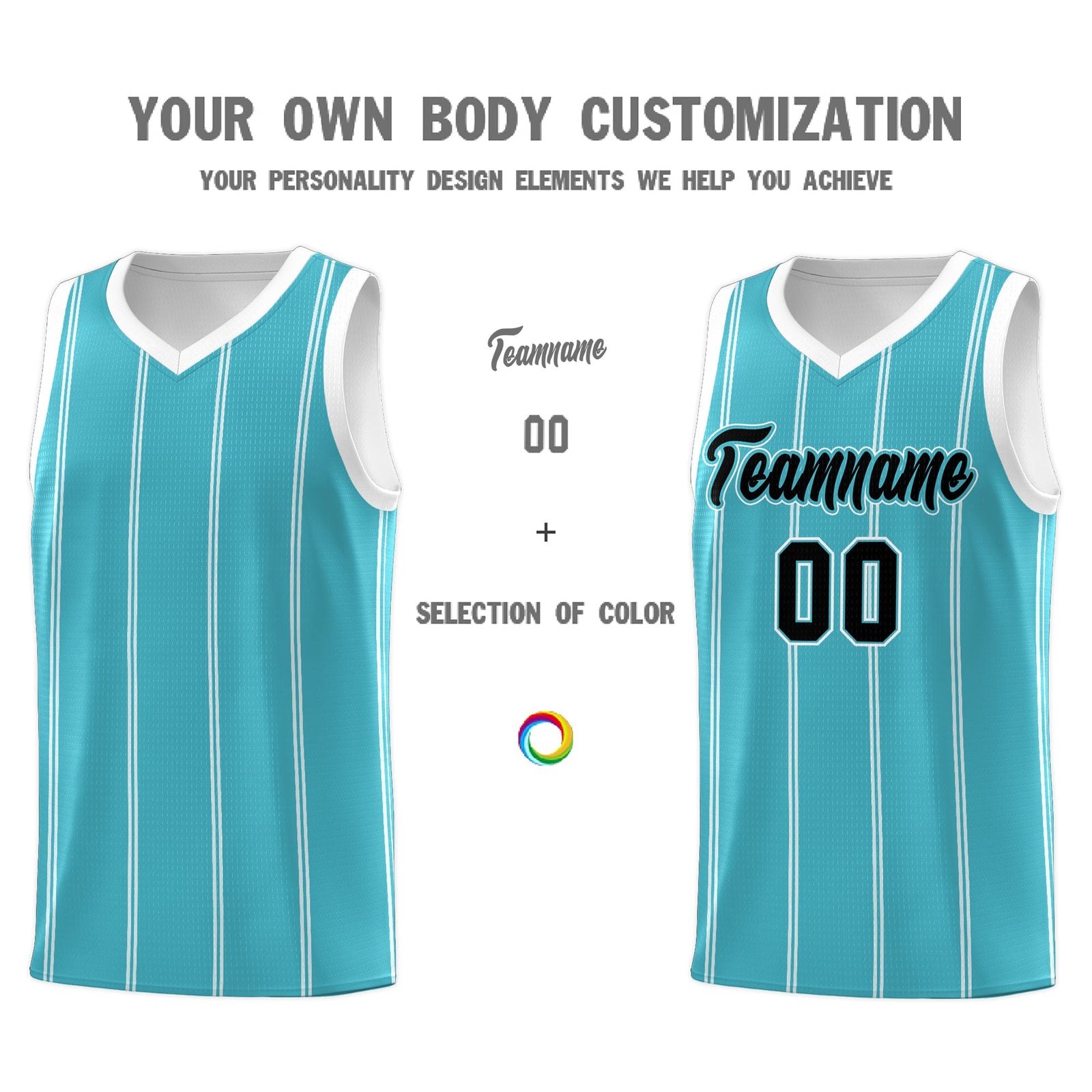 Custom Sky Blue White Black Vertical Stripes Single Sided Sets Basketball Jersey | For Men,Stitched,Perfect for Training,Add Name and Numbern | KXKSHOP