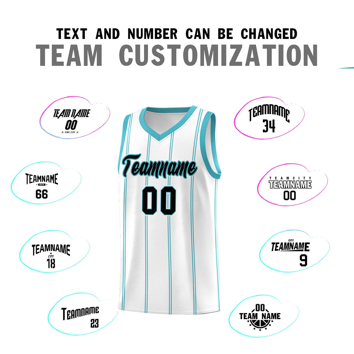 Custom White Sky Blue Black Vertical Stripes Single Sided Sets Basketball Jersey | For Men,Stitched,Perfect for Training,Add Name and Numbern | KXKSHOP