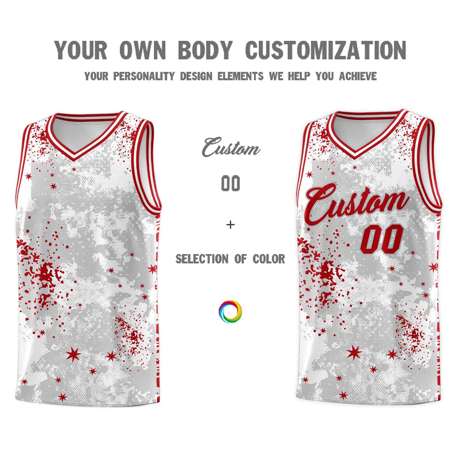 Custom White Red Vice Burst Galactic Graffiti Breathable Basketball Jersey