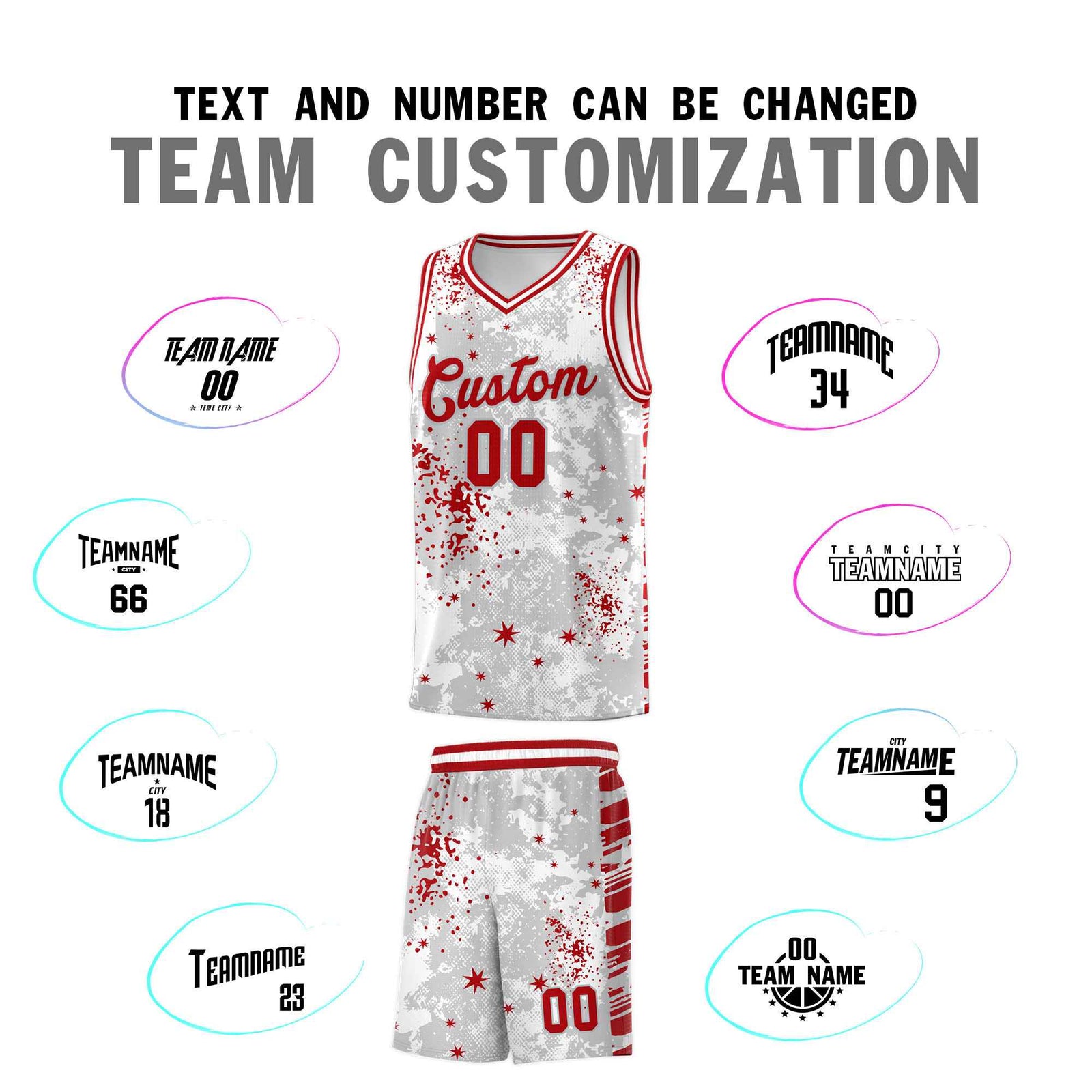 Custom White Red Vice Burst Galactic Graffiti Breathable Basketball Jersey