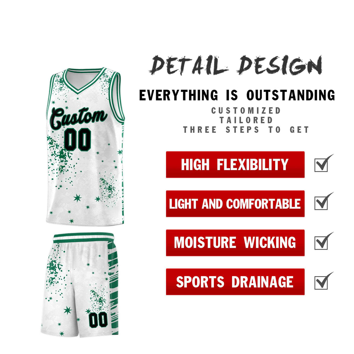 Custom White Kelly Green Vice Burst Galactic Graffiti Breathable Basketball Jersey