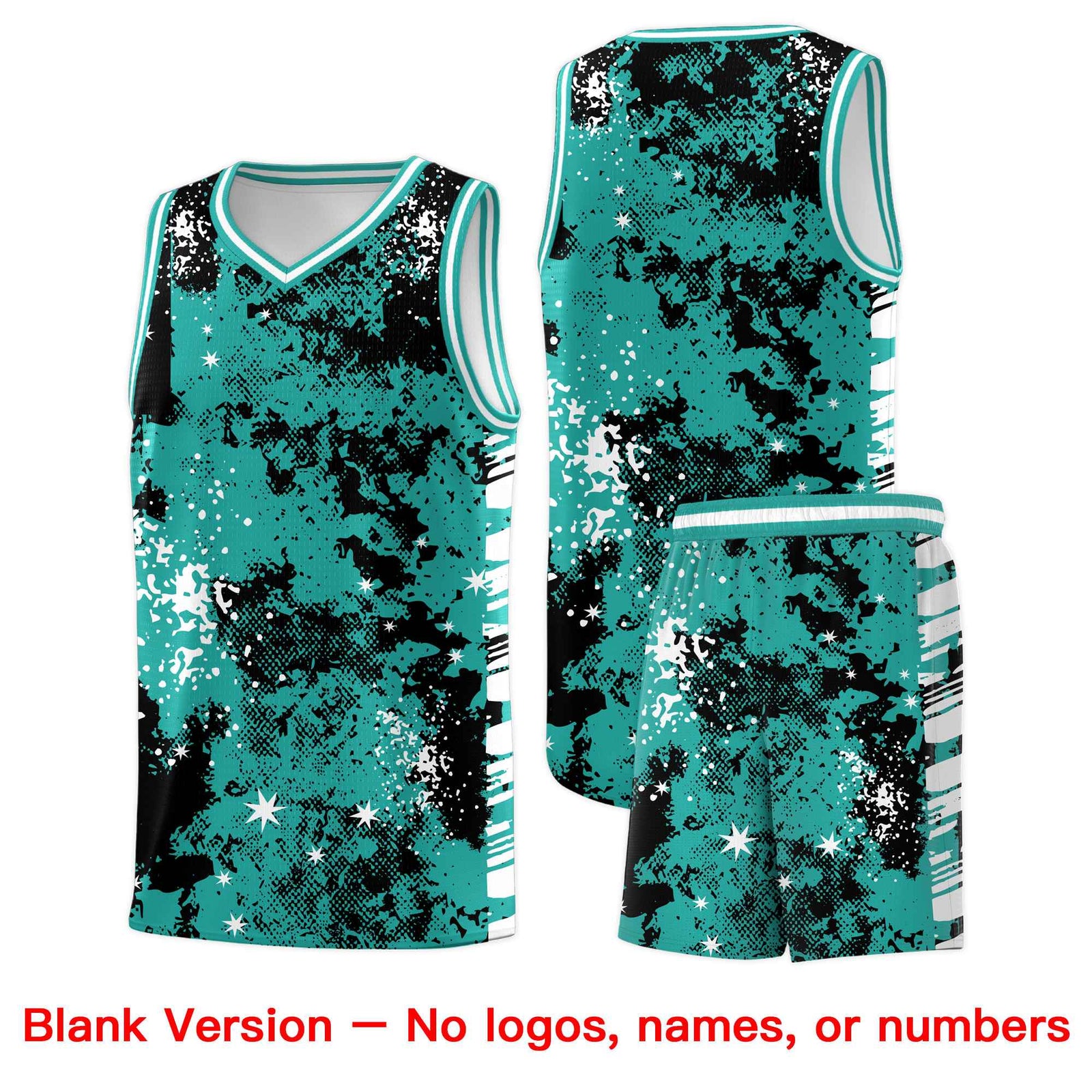 Custom Aqua Black Vice Burst Galactic Graffiti Drapable Basketball Jersey