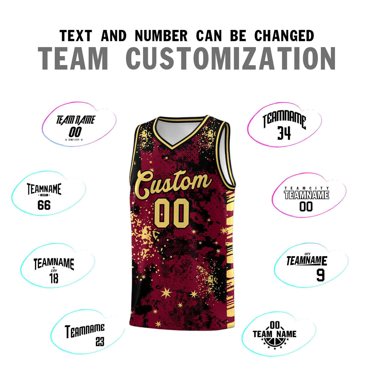 Custom Crimson Black Vice Burst Galactic Graffiti Lightweight Basketball Jersey