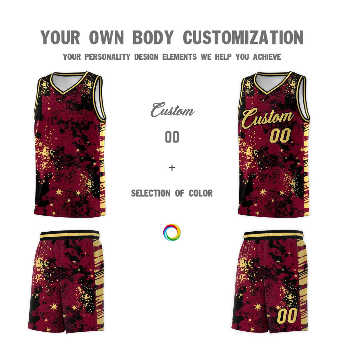 Custom Crimson Black Vice Burst Galactic Graffiti Lightweight Basketball Jersey