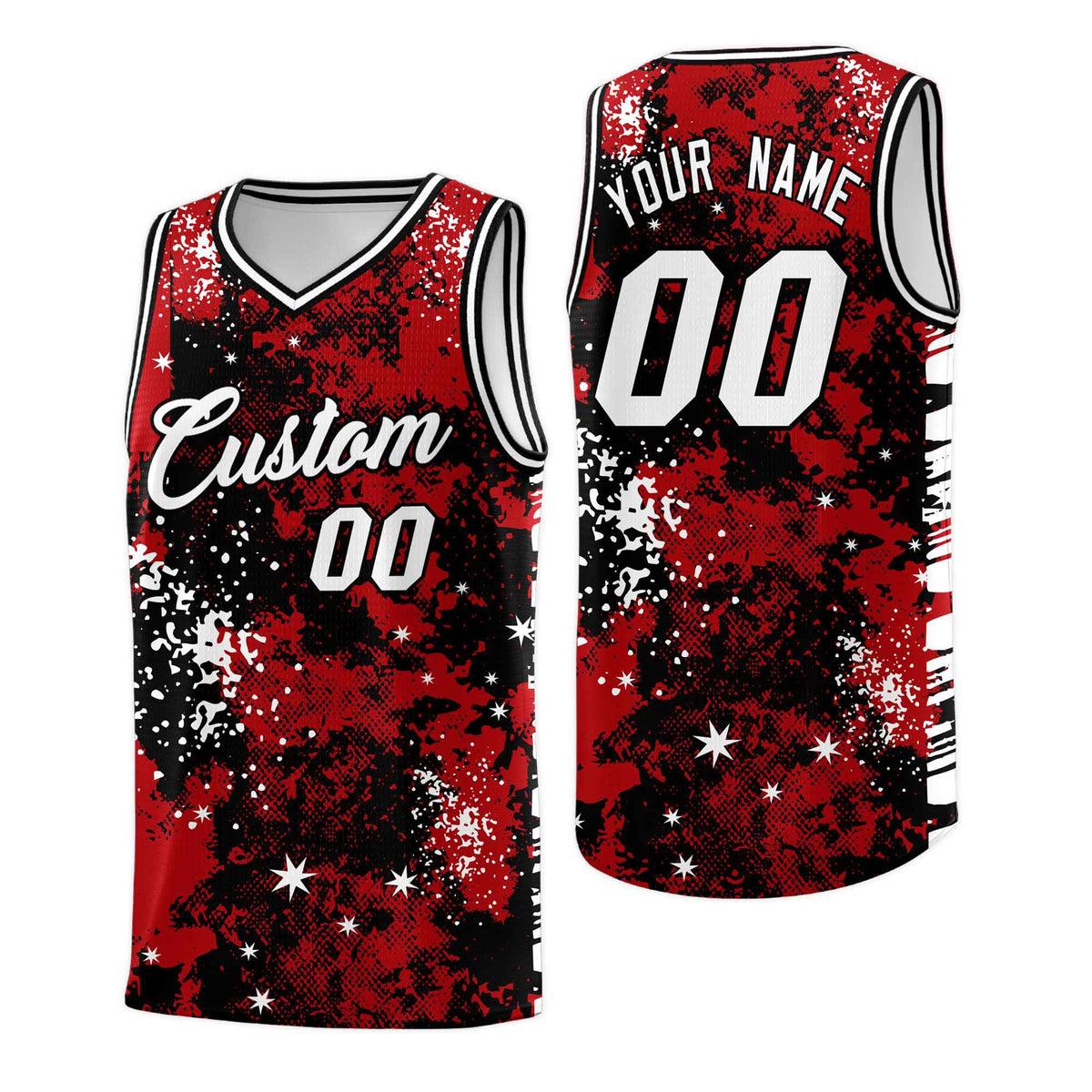 Custom Red Black Vice Burst Galactic Graffiti Wrinkle-Resistant Basketball Jersey