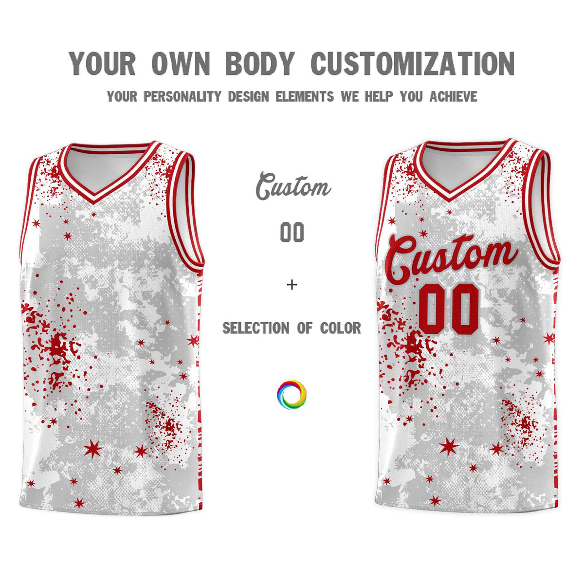 Custom White Red Vice Burst Galactic Graffiti Breathable Basketball Jersey