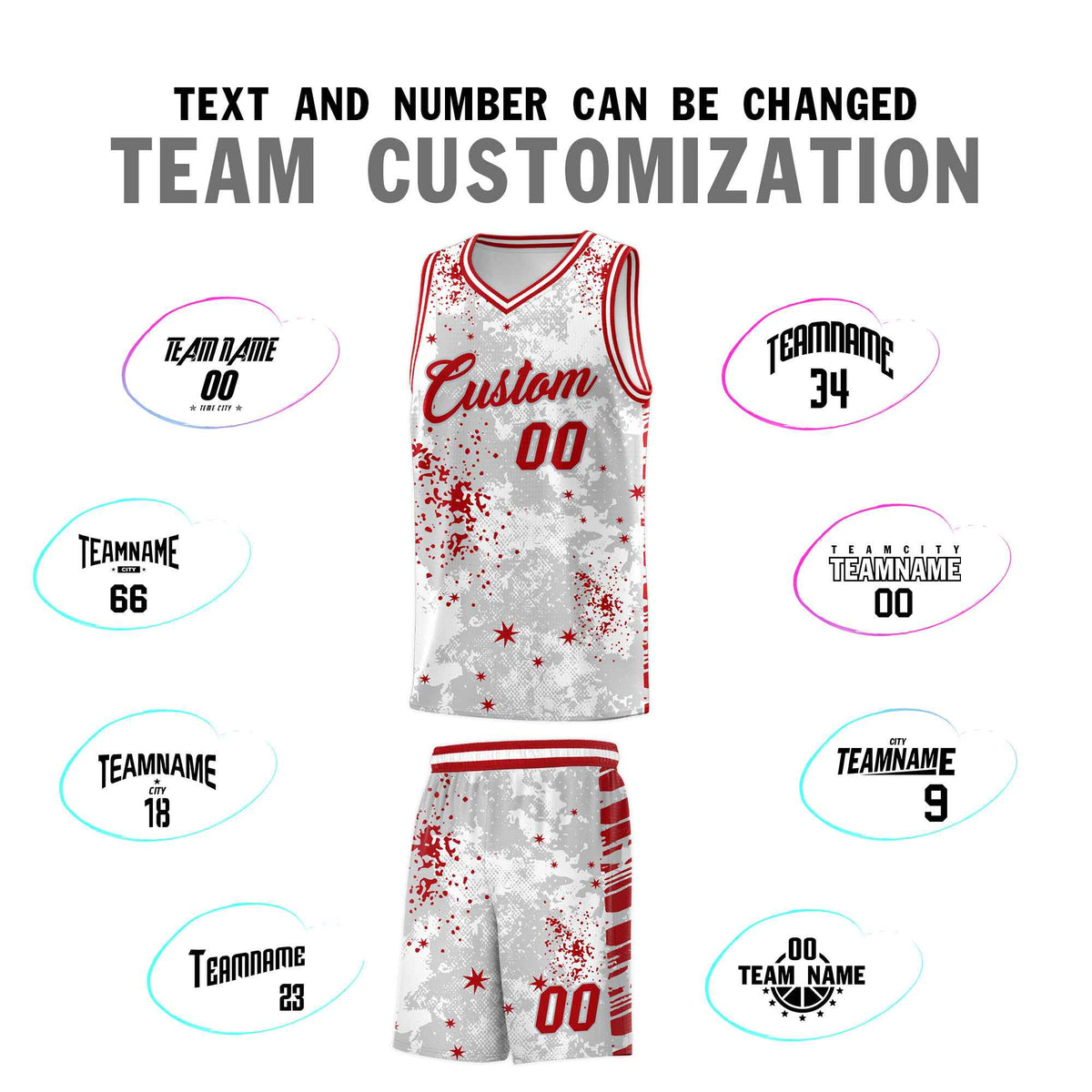 Custom White Red Vice Burst Galactic Graffiti Breathable Basketball Jersey