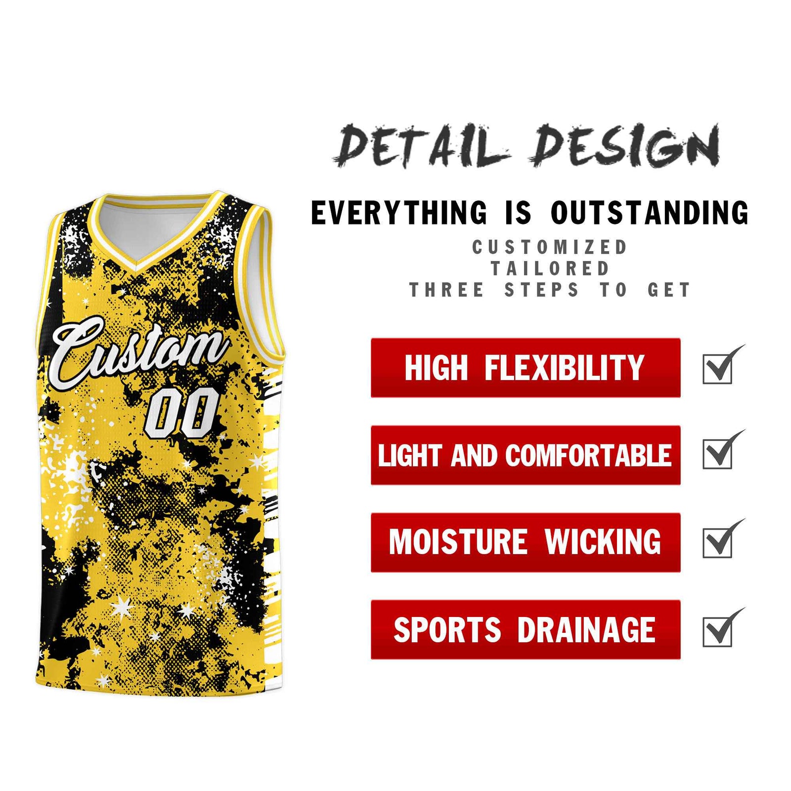 Custom Gold Black Vice Burst Galactic Graffiti Stretch Fabric Basketball Jersey