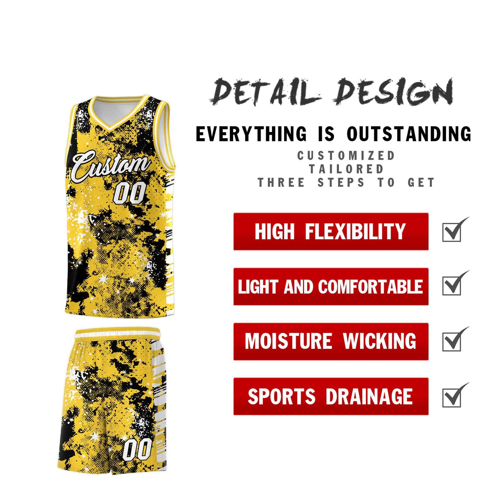 Custom Gold Black Vice Burst Galactic Graffiti Stretch Fabric Basketball Jersey