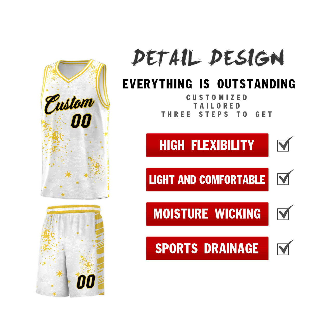 Custom White Gold Vice Burst Galactic Graffiti Moisture-Wicking Basketball Jersey