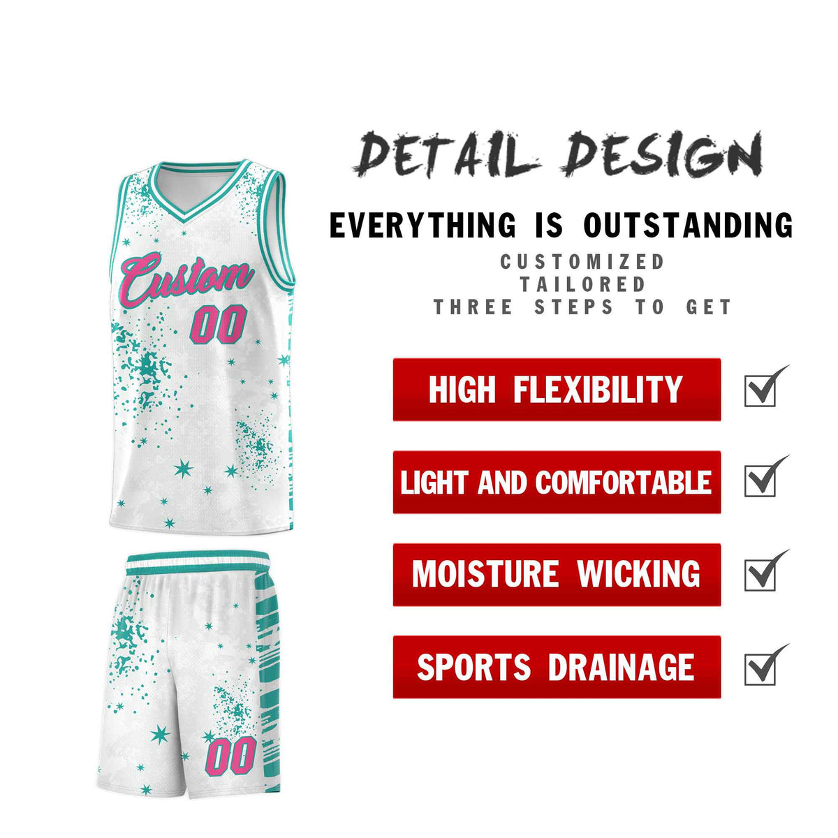 Custom White Aqua Vice Burst Galactic Graffiti Breathable Basketball Jersey