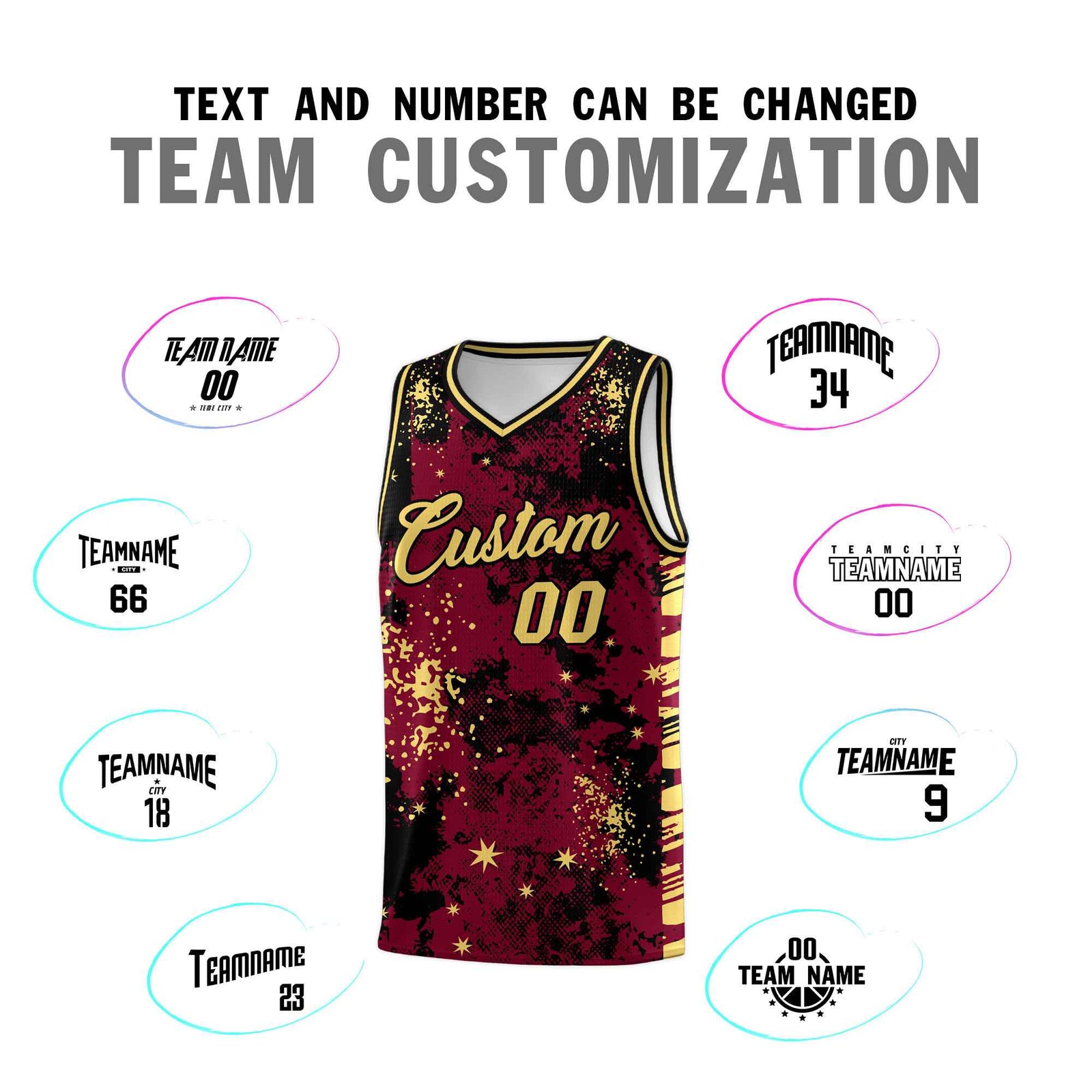Custom Crimson Black Vice Burst Galactic Graffiti Lightweight Basketball Jersey
