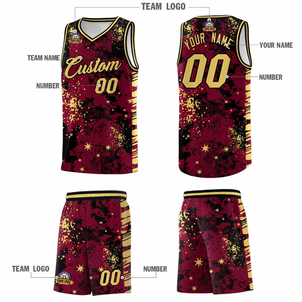 Custom Crimson Black Vice Burst Galactic Graffiti Lightweight Basketball Jersey