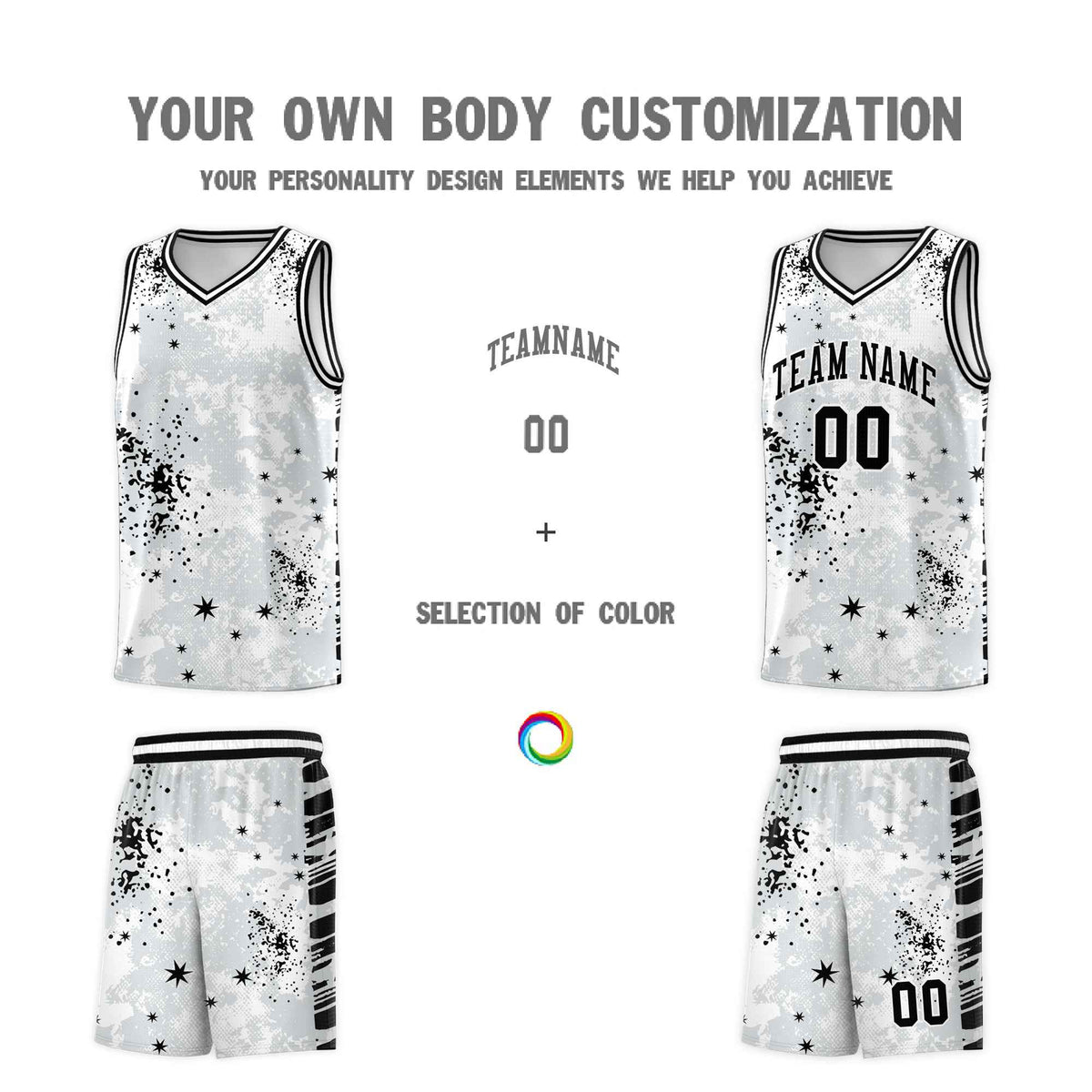 Custom White Black Vice Burst Galactic Graffiti Moisture-Wicking Basketball Jersey