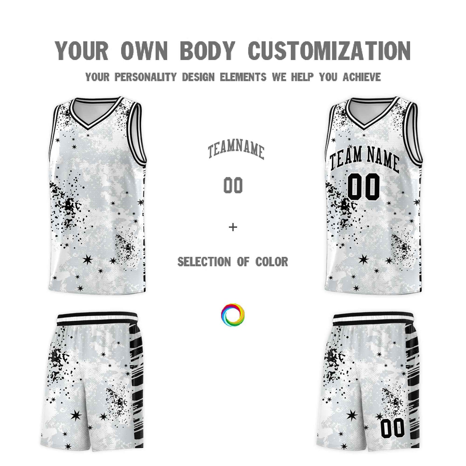Custom White Black Vice Burst Galactic Graffiti Moisture-Wicking Basketball Jersey
