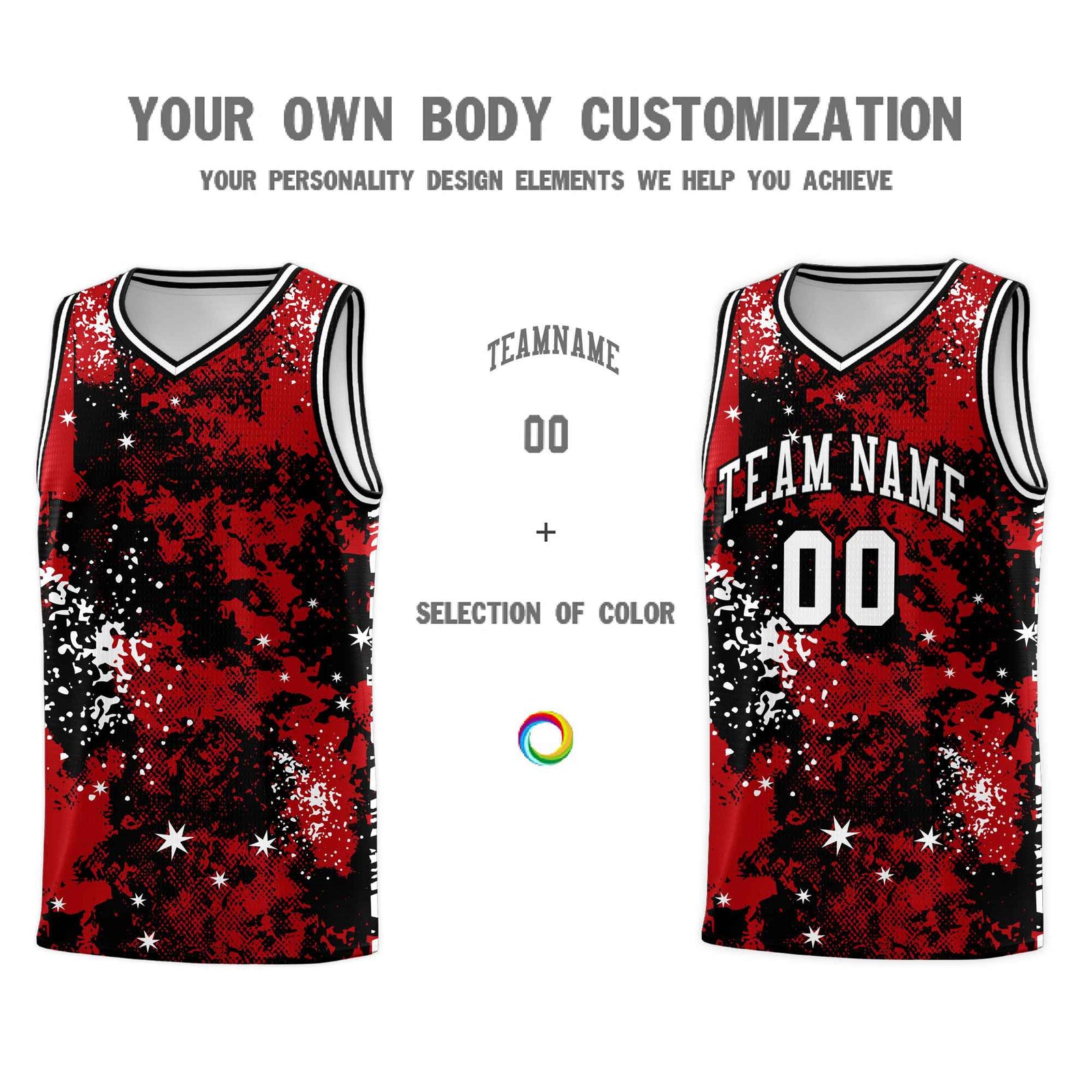 Custom Red Black Vice Burst Galactic Graffiti Wrinkle-Resistant Basketball Jersey