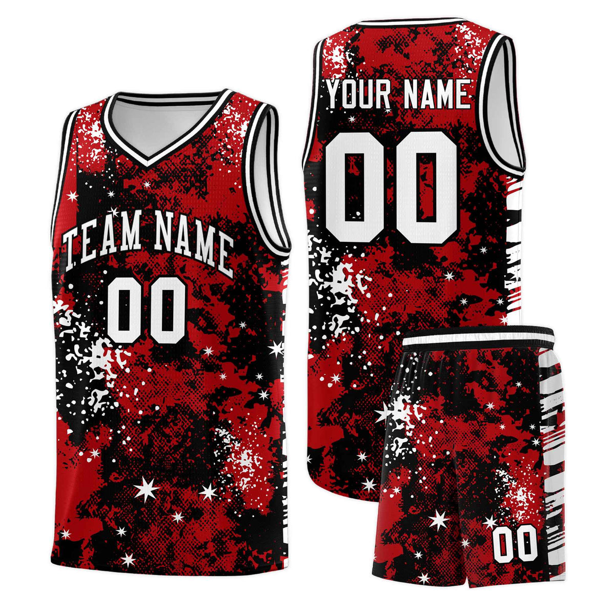 Custom Red Black Vice Burst Galactic Graffiti Wrinkle-Resistant Basketball Jersey