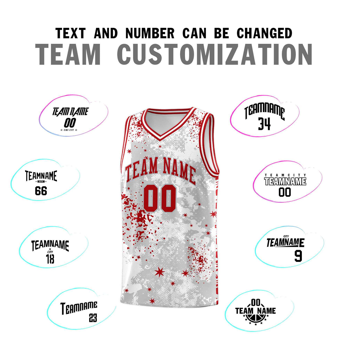 Custom White Red Vice Burst Galactic Graffiti Breathable Basketball Jersey