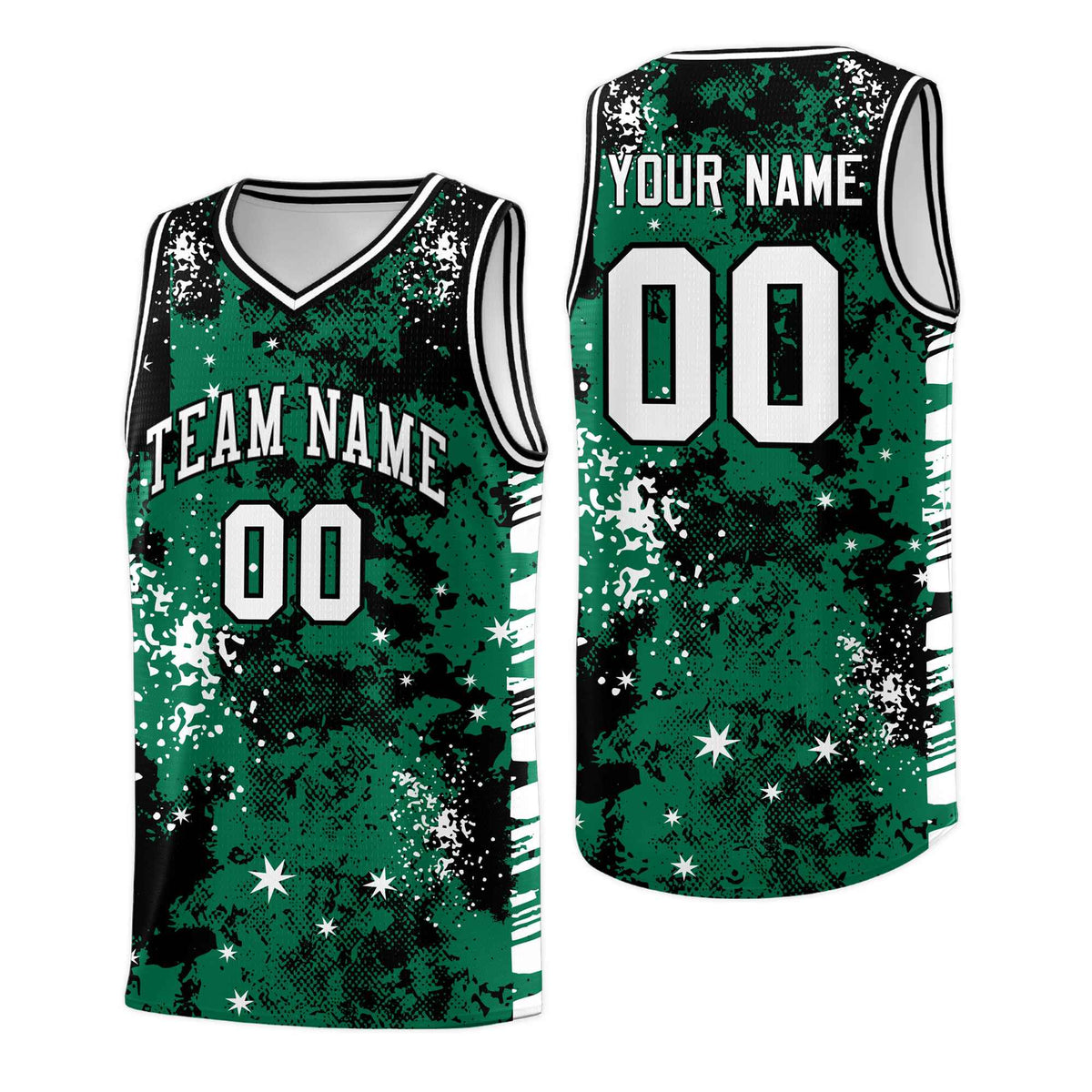 Custom Kelly Green Black Vice Burst Galactic Graffiti Wrinkle-Resistant Basketball Jersey