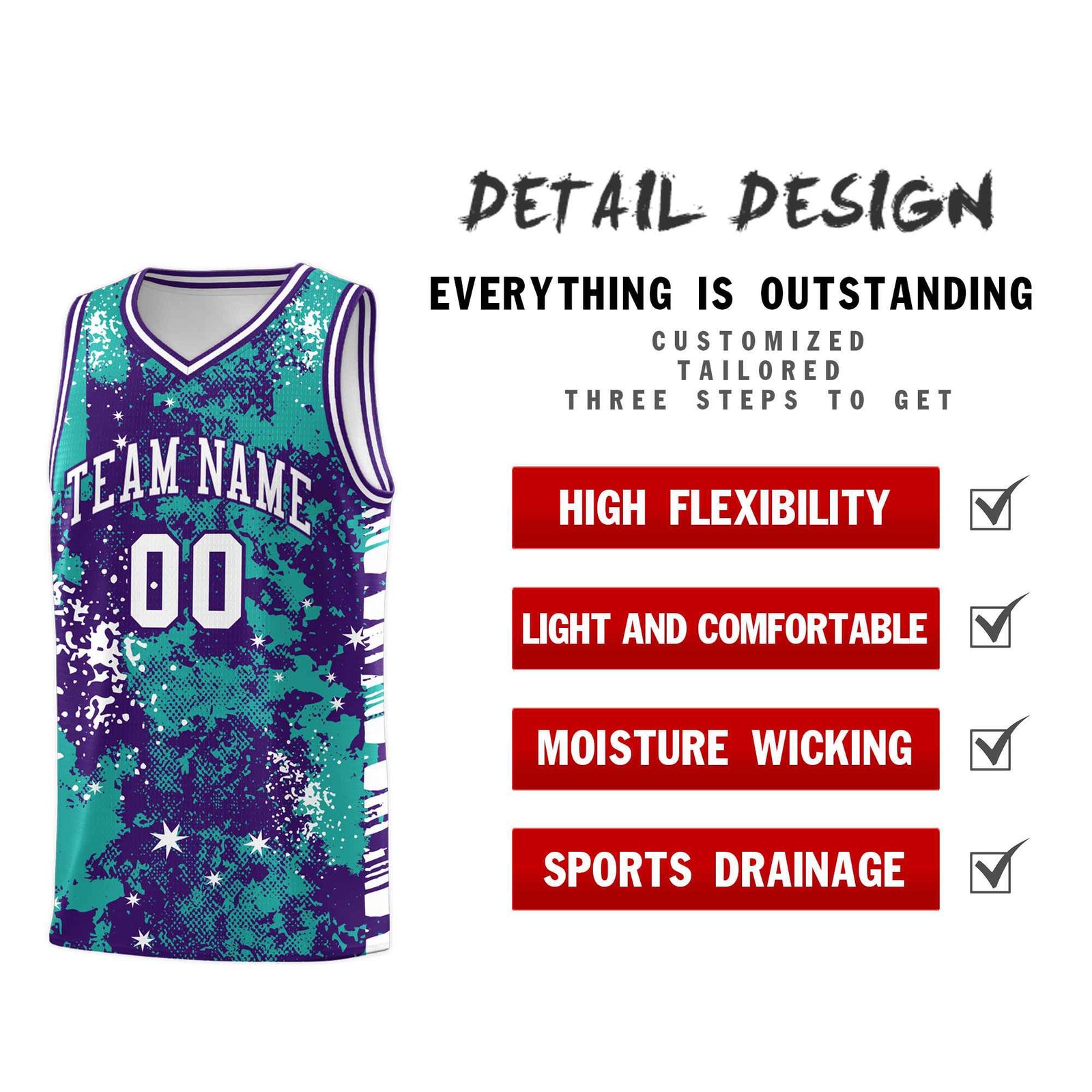 Custom Aqua Purple Vice Burst Galactic Graffiti Breathable Basketball Jersey