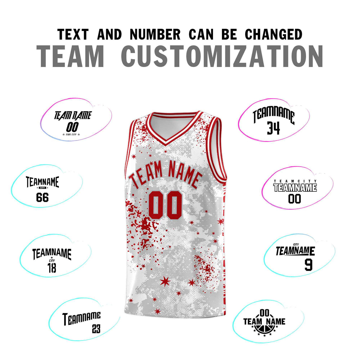 Custom White Red Vice Burst Galactic Graffiti Breathable Basketball Jersey
