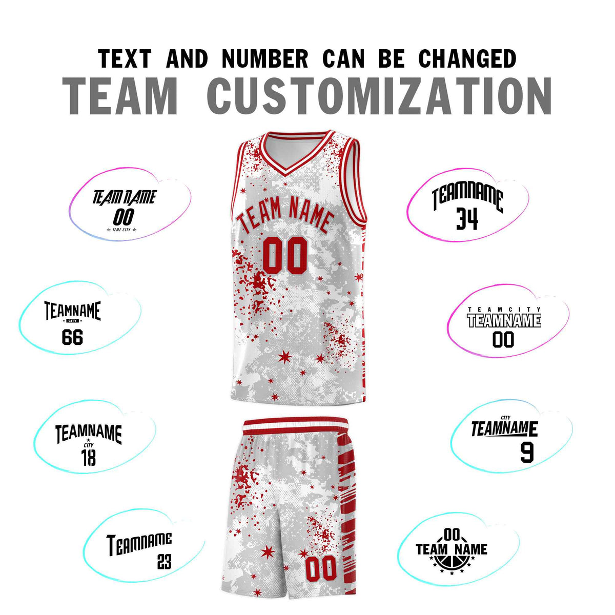 Custom White Red Vice Burst Galactic Graffiti Breathable Basketball Jersey