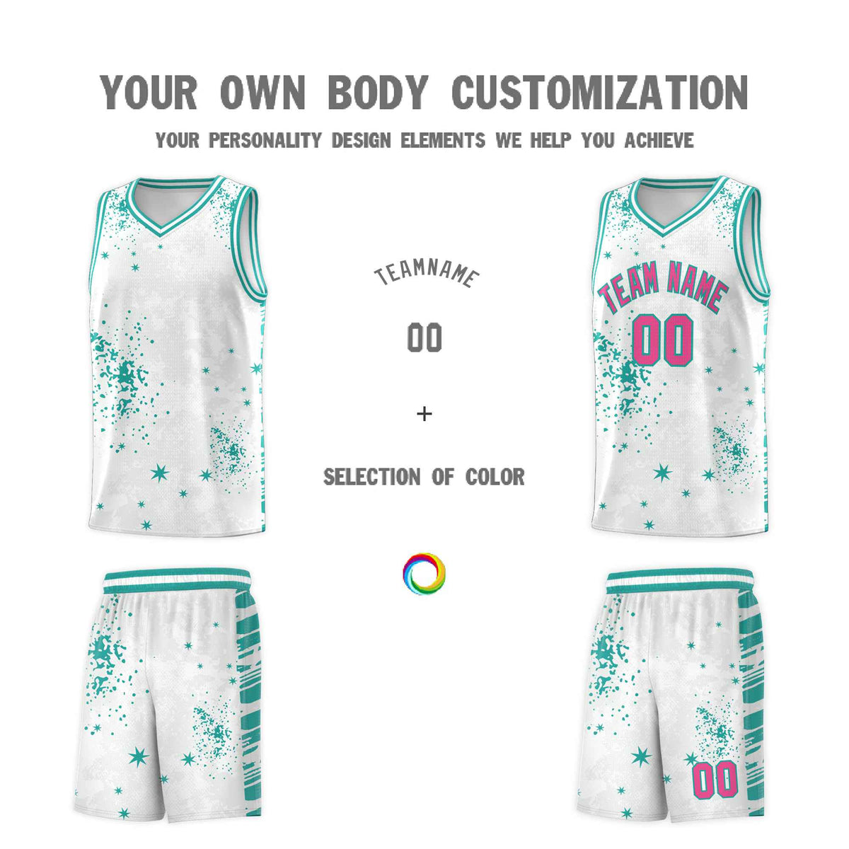 Custom White Aqua Vice Burst Galactic Graffiti Breathable Basketball Jersey