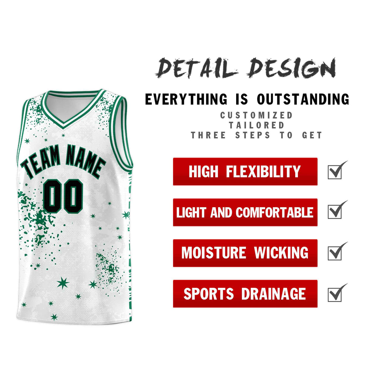 Custom White Kelly Green Vice Burst Galactic Graffiti Breathable Basketball Jersey
