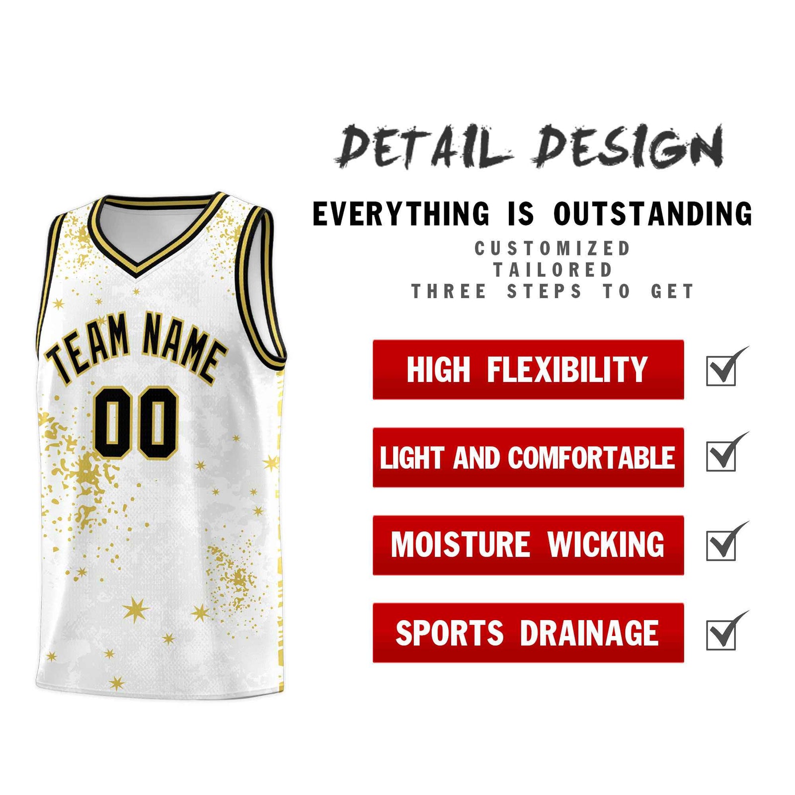 Custom White Old Gold Vice Burst Galactic Graffiti Quick-Drying Basketball Jersey