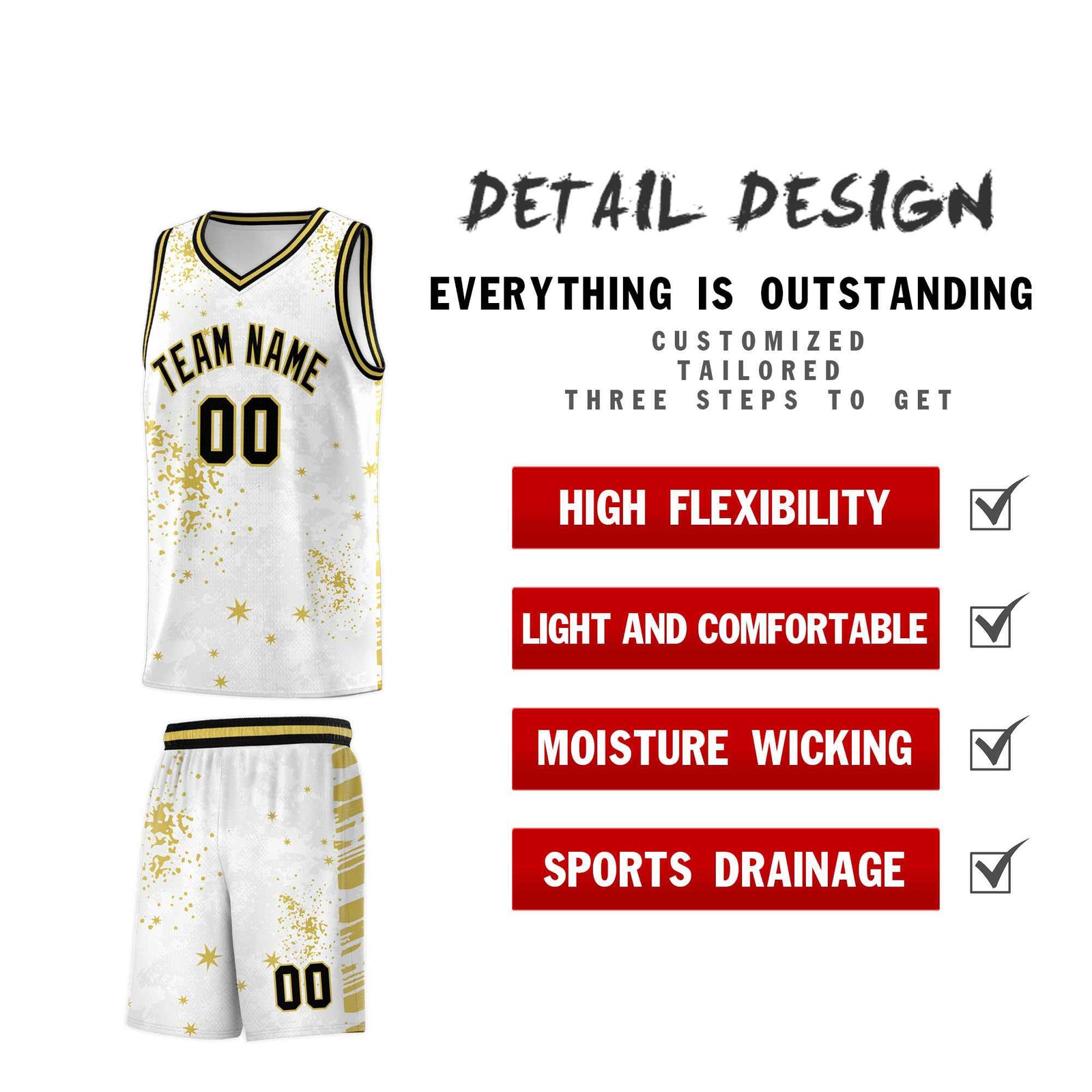 Custom White Old Gold Vice Burst Galactic Graffiti Quick-Drying Basketball Jersey
