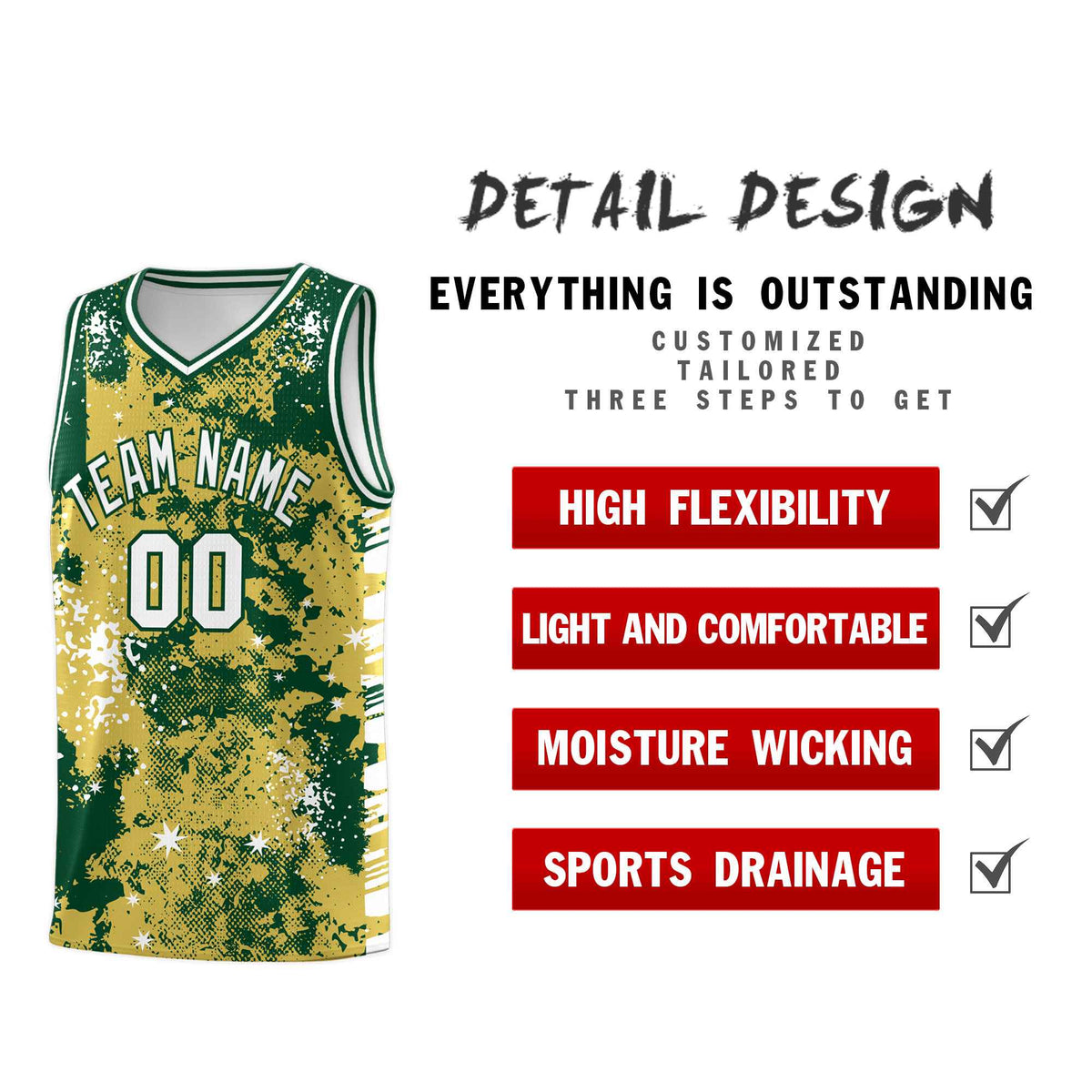 Custom Old Gold Kelly Green Vice Burst Galactic Graffiti Moisture-Wicking Basketball Jersey