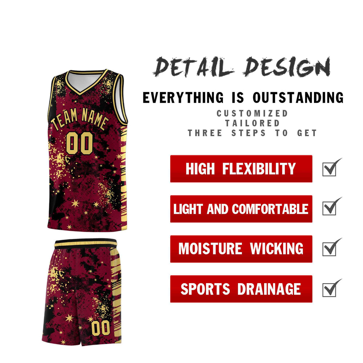 Custom Crimson Black Vice Burst Galactic Graffiti Lightweight Basketball Jersey