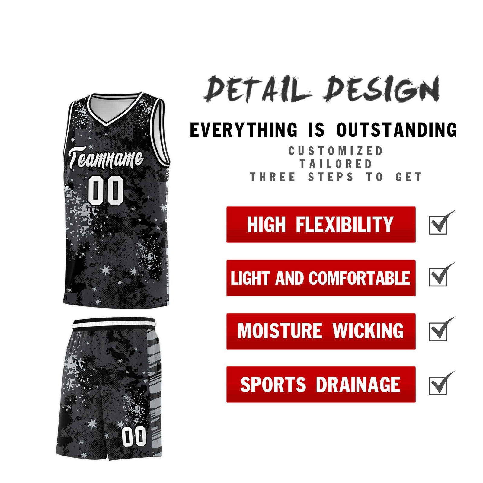 Custom Black Gray Vice Burst Galactic Graffiti Stretch Fabric Basketball Jersey