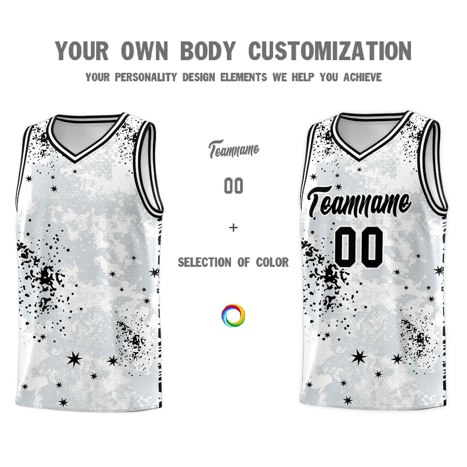 Custom White Black Vice Burst Galactic Graffiti Moisture-Wicking Basketball Jersey