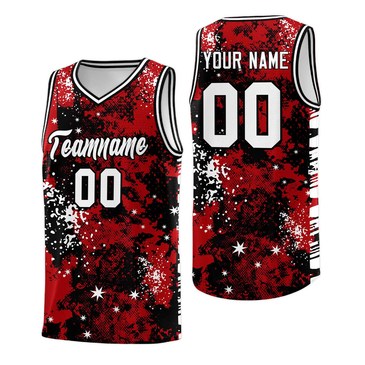 Custom Red Black Vice Burst Galactic Graffiti Wrinkle-Resistant Basketball Jersey