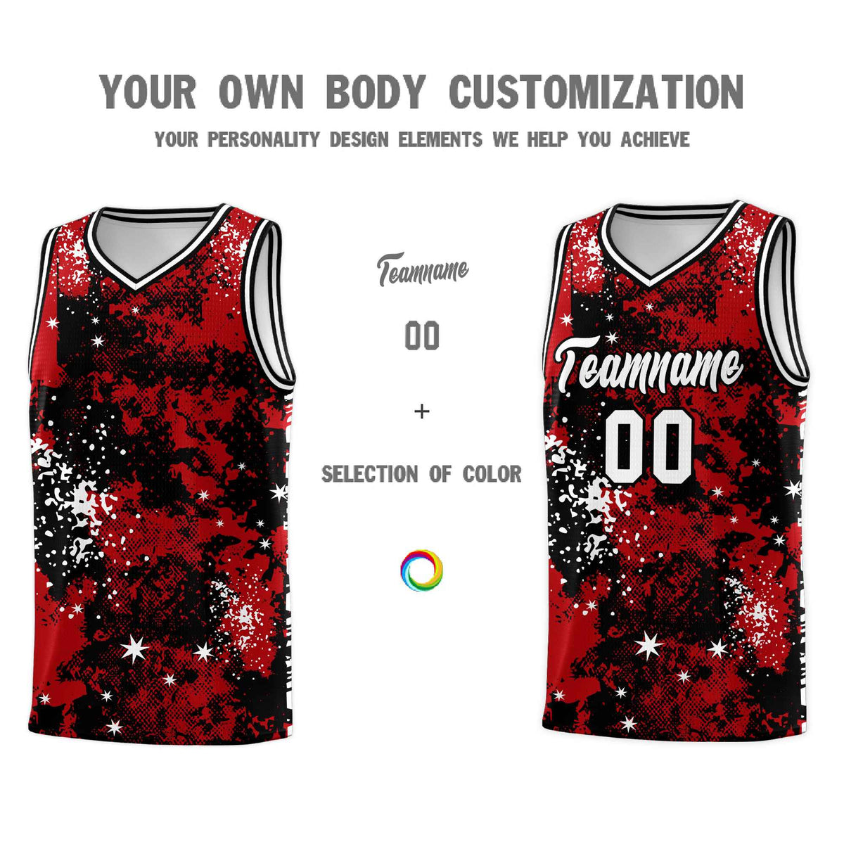 Custom Red Black Vice Burst Galactic Graffiti Wrinkle-Resistant Basketball Jersey