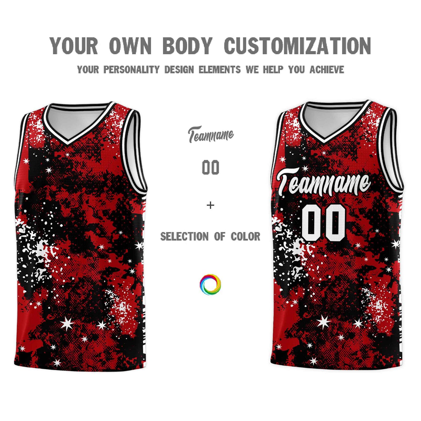 Custom Red Black Vice Burst Galactic Graffiti Wrinkle-Resistant Basketball Jersey