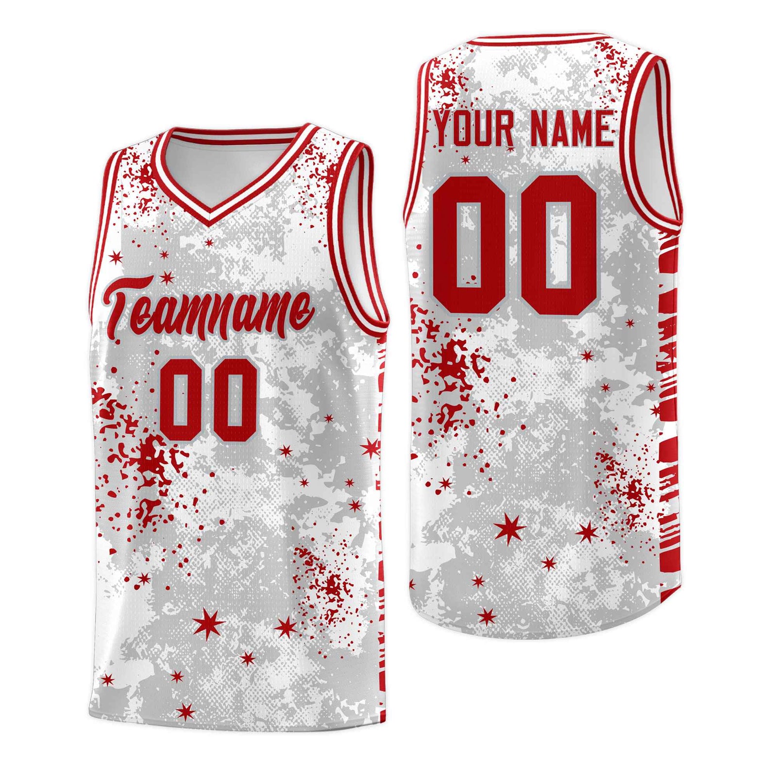 Custom White Red Vice Burst Galactic Graffiti Breathable Basketball Jersey