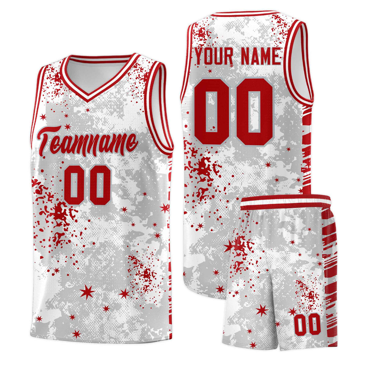 Custom White Red Vice Burst Galactic Graffiti Breathable Basketball Jersey