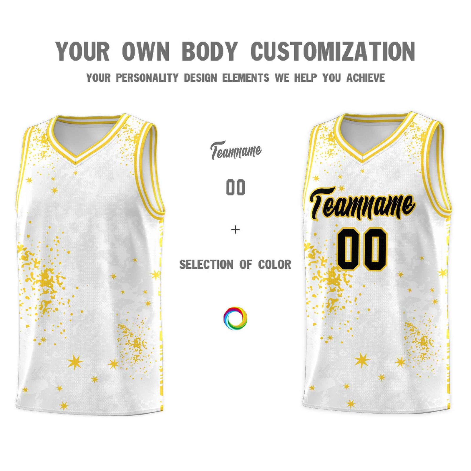 Custom White Gold Vice Burst Galactic Graffiti Moisture-Wicking Basketball Jersey